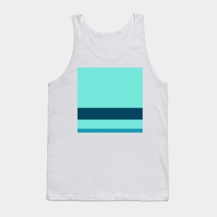 A superior pattern of Ice, Sky Blue (Crayola), Water Blue and Midnight Green (Eagle Green) stripes. Tank Top